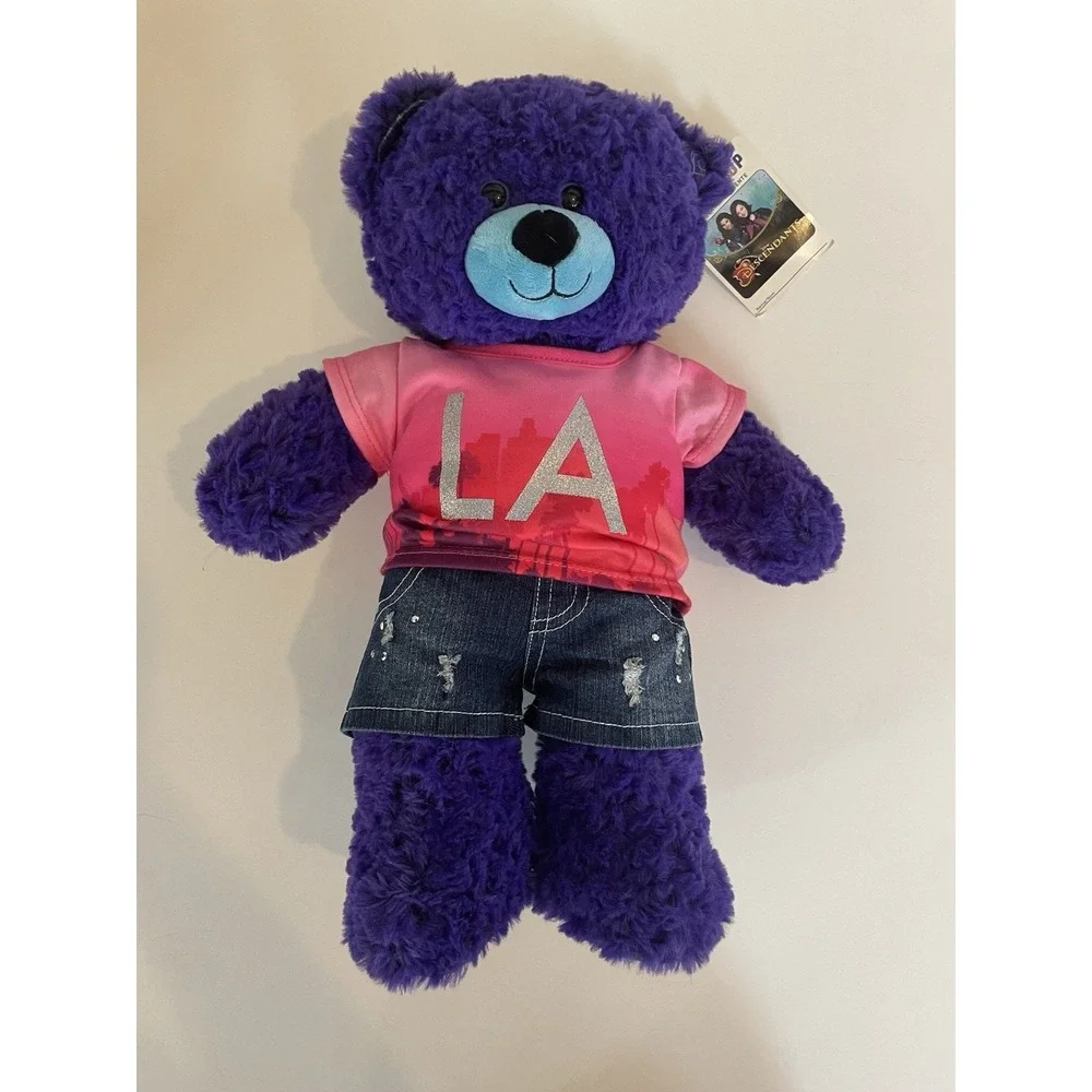 Disney Descendants Build A Bear Workshop Mal Bear W/ Tags Purple With LA Outfit